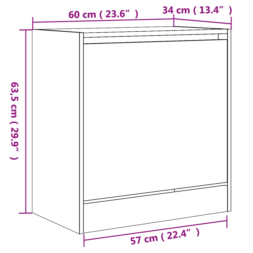 Skoskap grå sonoma 60x34x63,5 cm konstruert tre