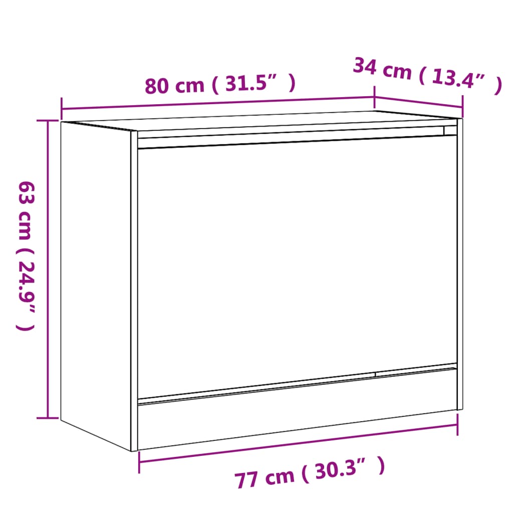 Skoskap røkt eik 80x34x63 cm konstruert tre
