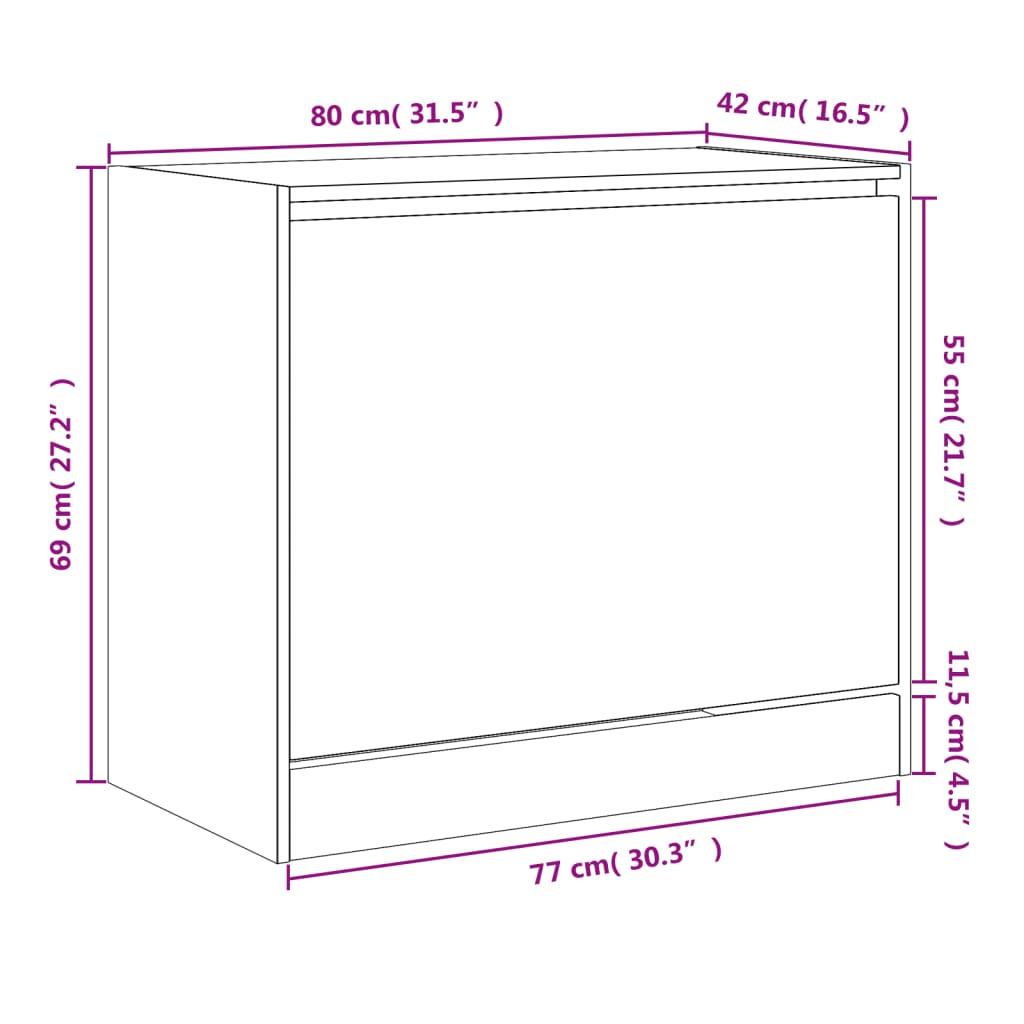 Skoskap betonggrå 80x42x69 cm konstruert tre