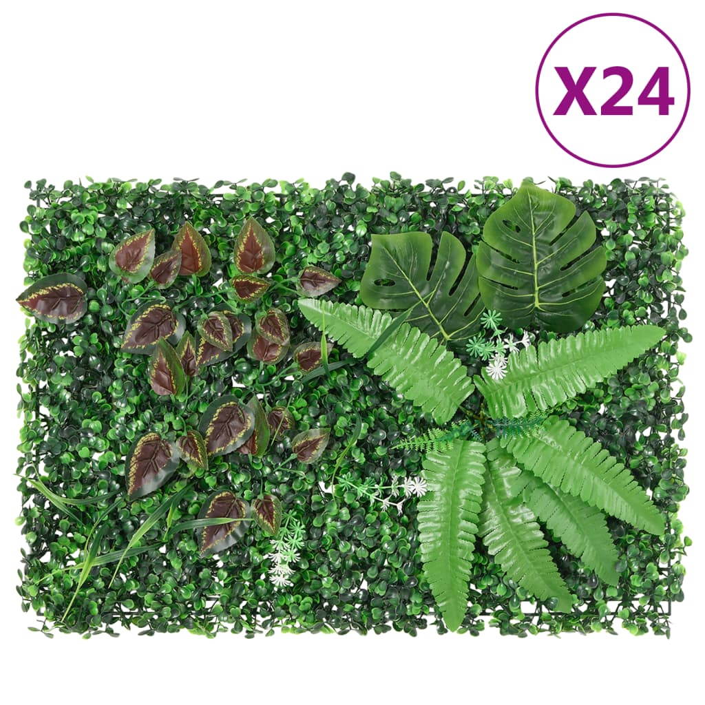Gjerde med kunstige planter 24 stk grønn 40x60 cm