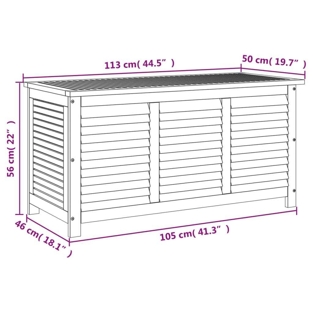 Putekasse med lameller 113x50x56 cm heltre akasie