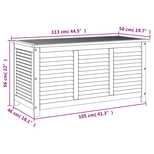 Putekasse med lameller 113x50x56 cm heltre akasie