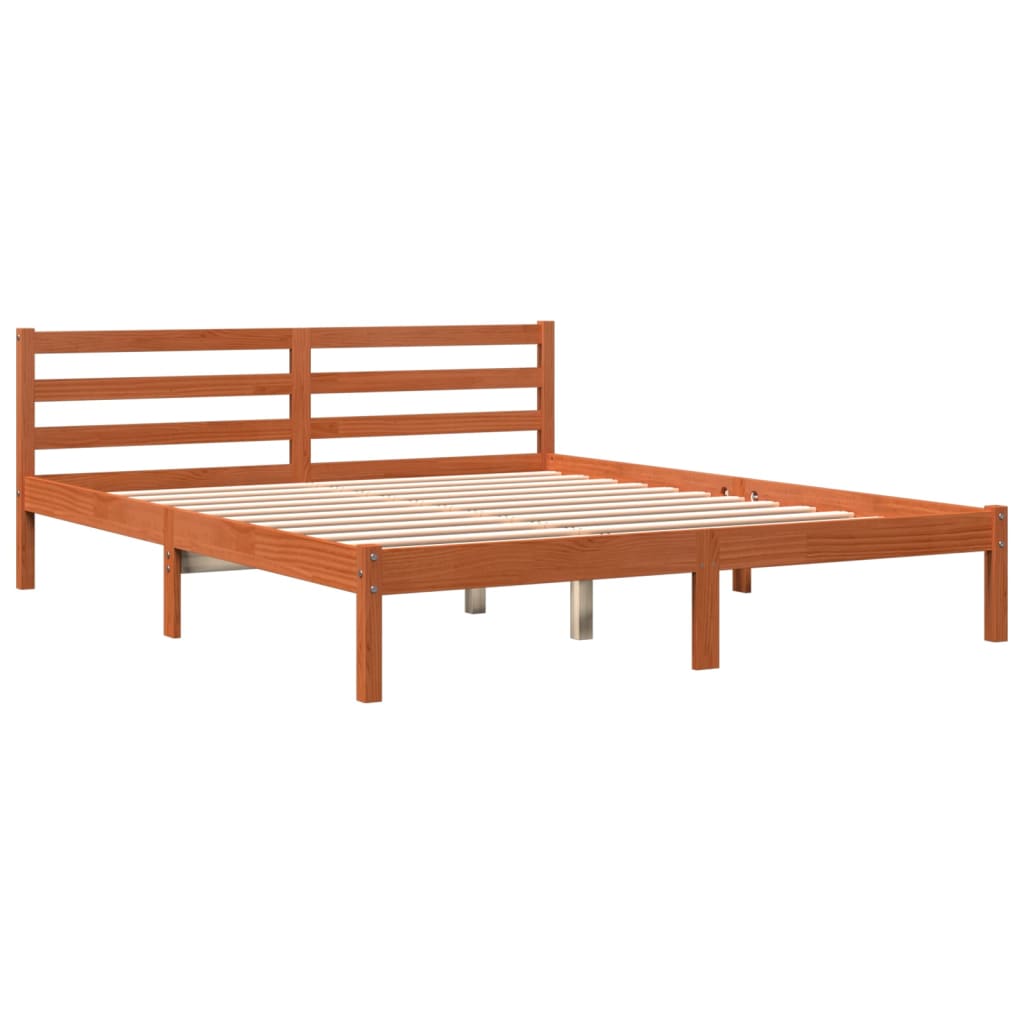 Sengeramme uten madrass voksbrun 200x200 cm heltre furu