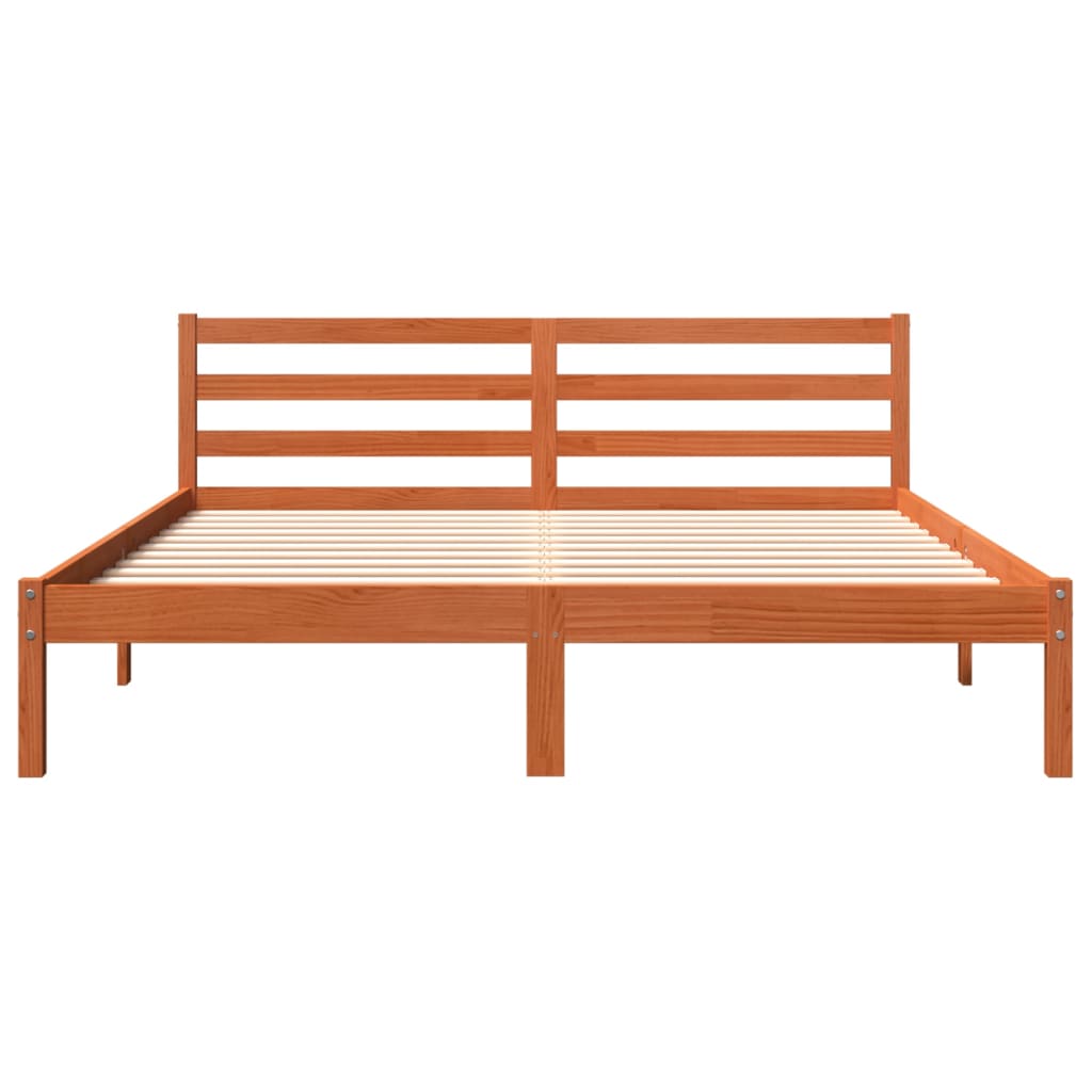 Sengeramme uten madrass voksbrun 200x200 cm heltre furu