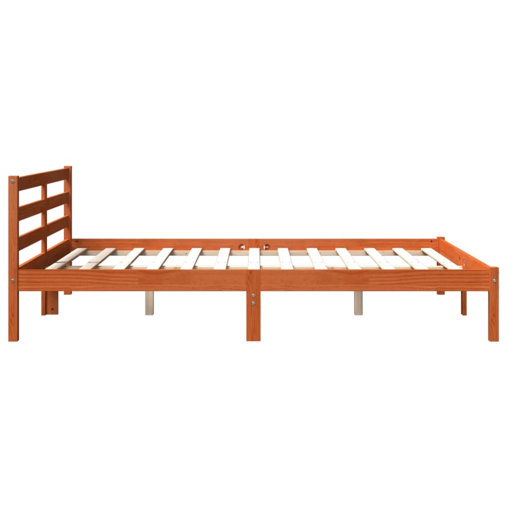 Sengeramme uten madrass voksbrun 200x200 cm heltre furu