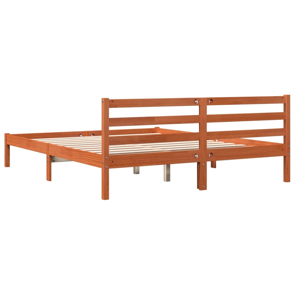 Sengeramme uten madrass voksbrun 200x200 cm heltre furu