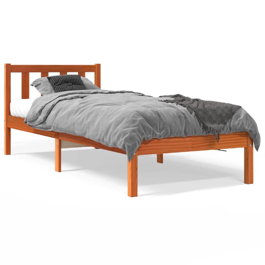 Sengeramme uten madrass voksbrun 90x190 cm heltre furu