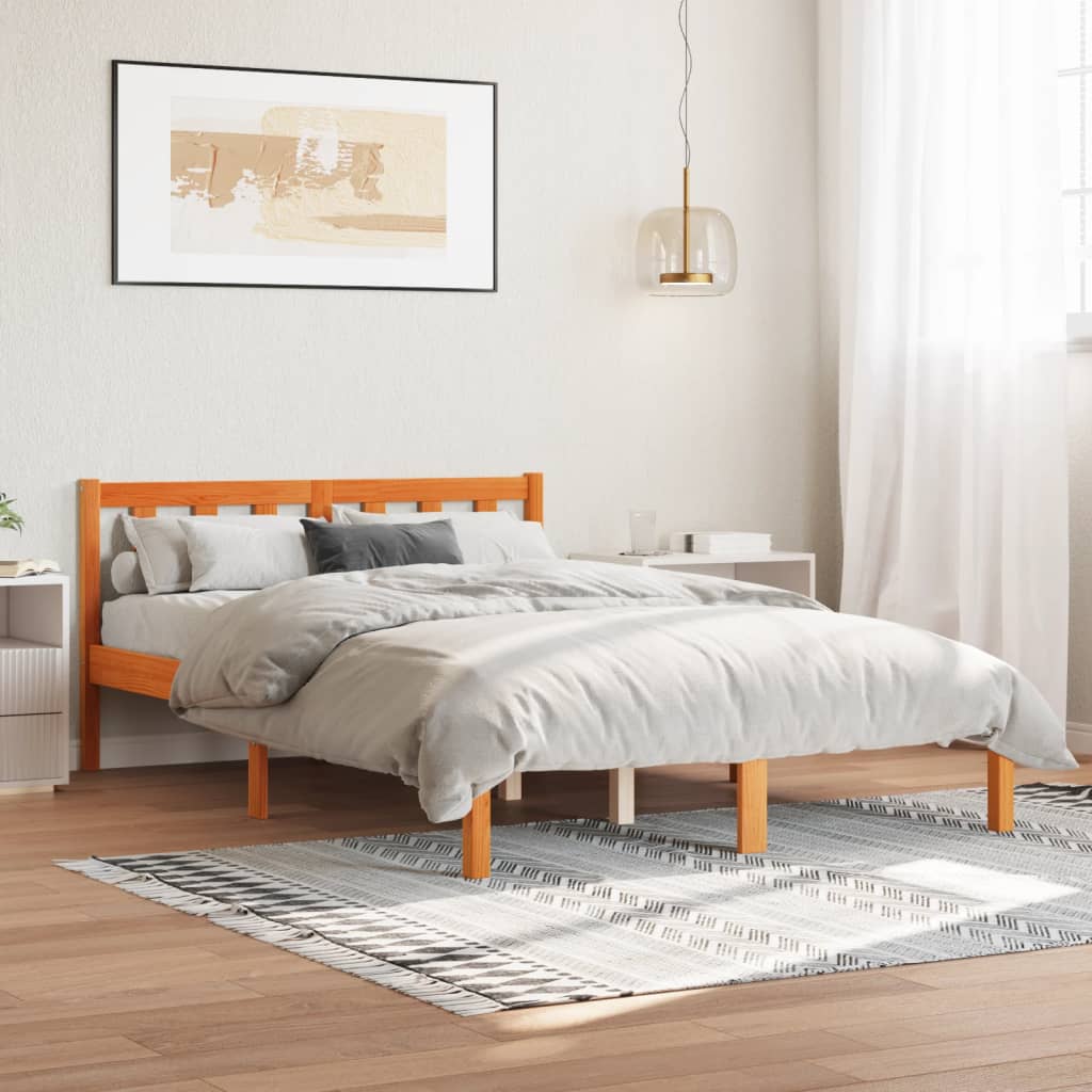 Sengeramme uten madrass voksbrun 120x190 cm heltre furu