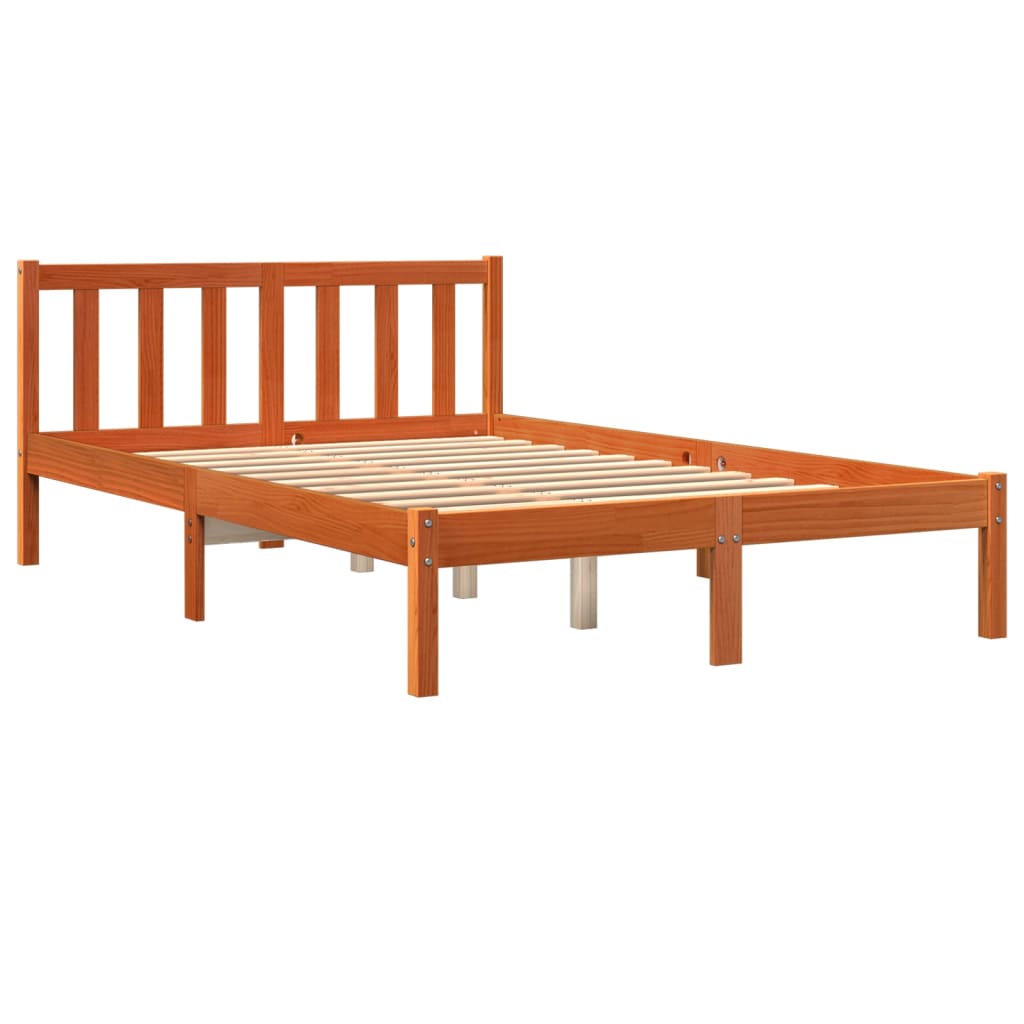 Sengeramme uten madrass voksbrun 140x190 cm heltre furu