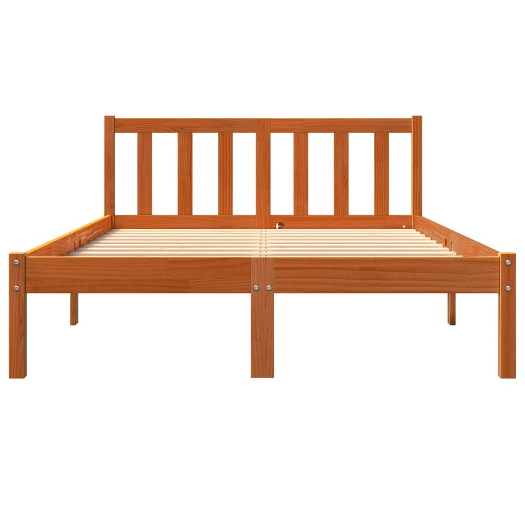 Sengeramme uten madrass voksbrun 140x190 cm heltre furu