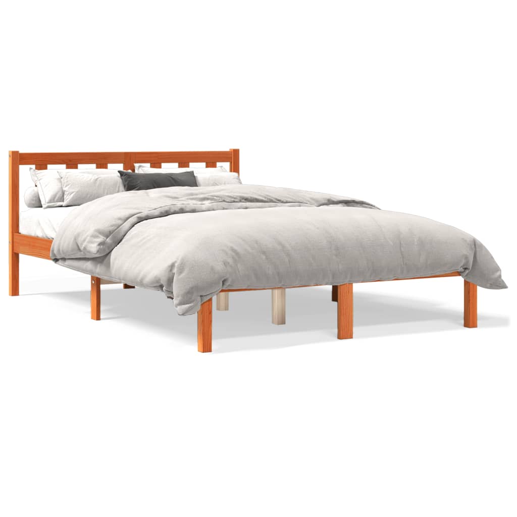 Sengeramme uten madrass voksbrun 140x190 cm heltre furu