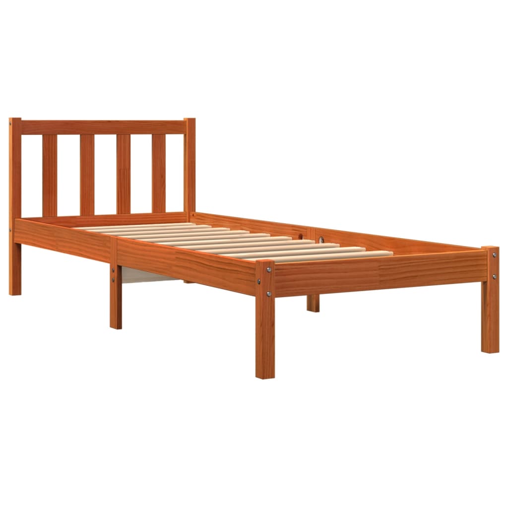 Sengeramme uten madrass voksbrun 90x200 cm heltre furu