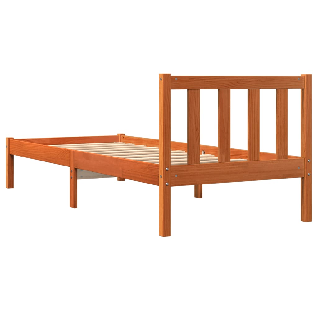 Sengeramme uten madrass voksbrun 90x200 cm heltre furu