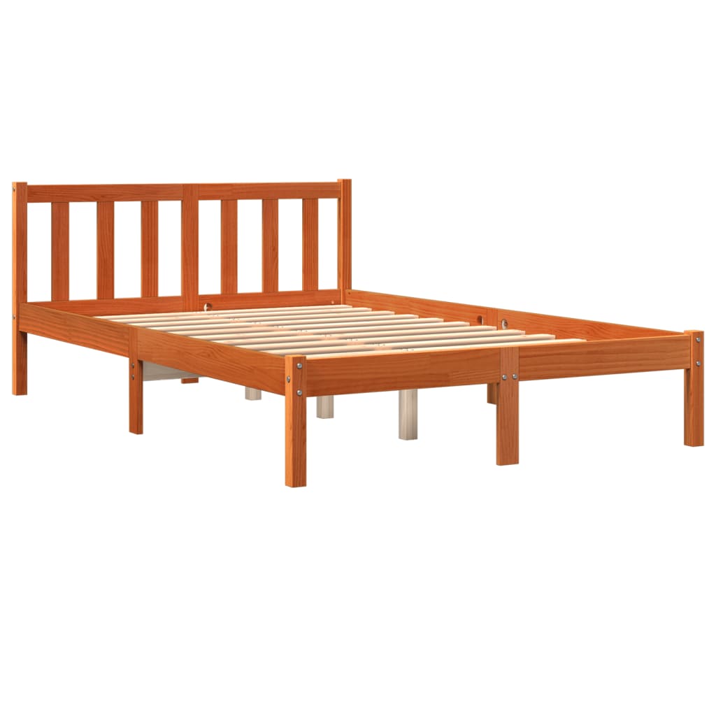 Sengeramme uten madrass voksbrun 140x200 cm heltre furu