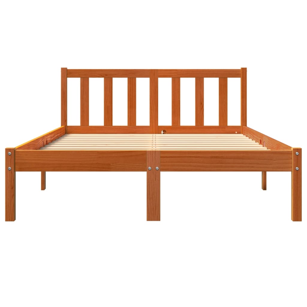 Sengeramme uten madrass voksbrun 140x200 cm heltre furu