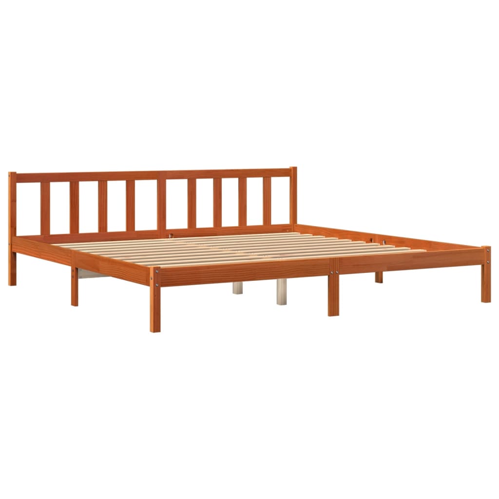 Sengeramme uten madrass voksbrun 200x200 cm heltre furu