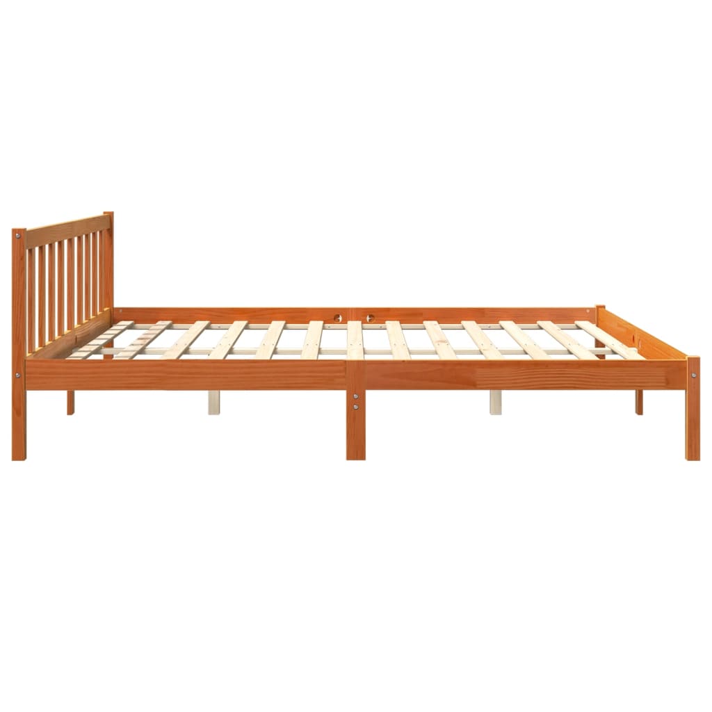 Sengeramme uten madrass voksbrun 200x200 cm heltre furu