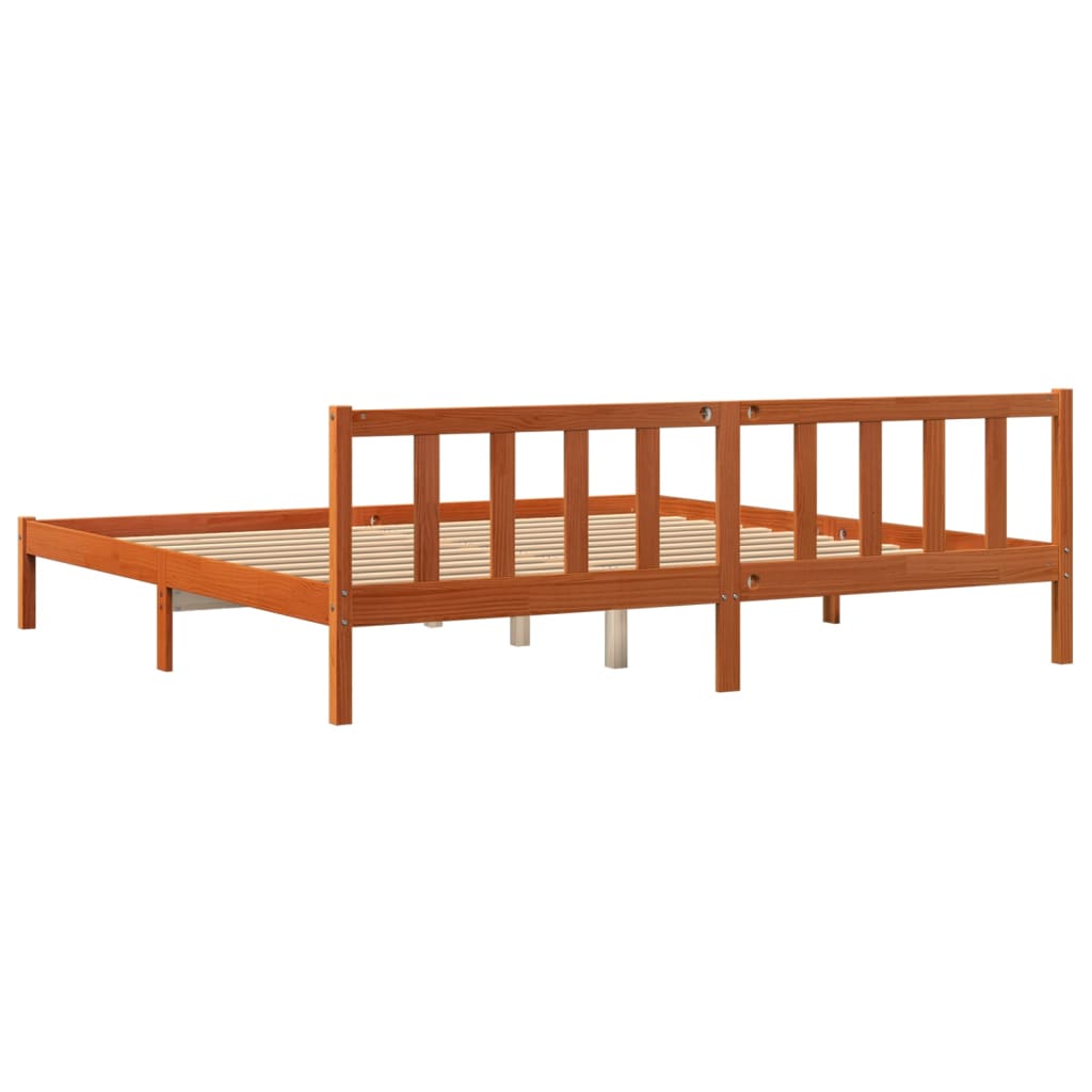 Sengeramme uten madrass voksbrun 200x200 cm heltre furu