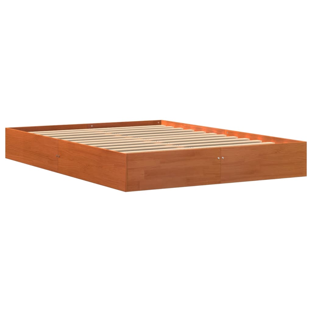 Sengeramme uten madrass voksbrun 140x200 cm heltre furu