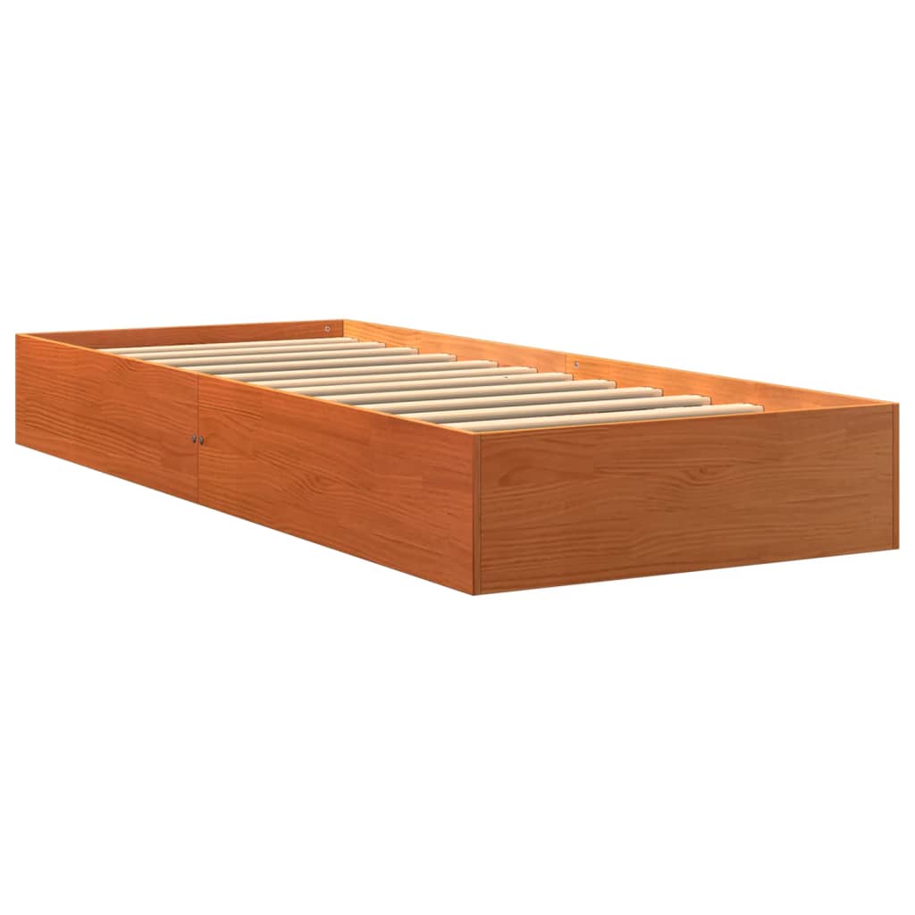 Sengeramme uten madrass voksbrun 75x190 cm heltre furu