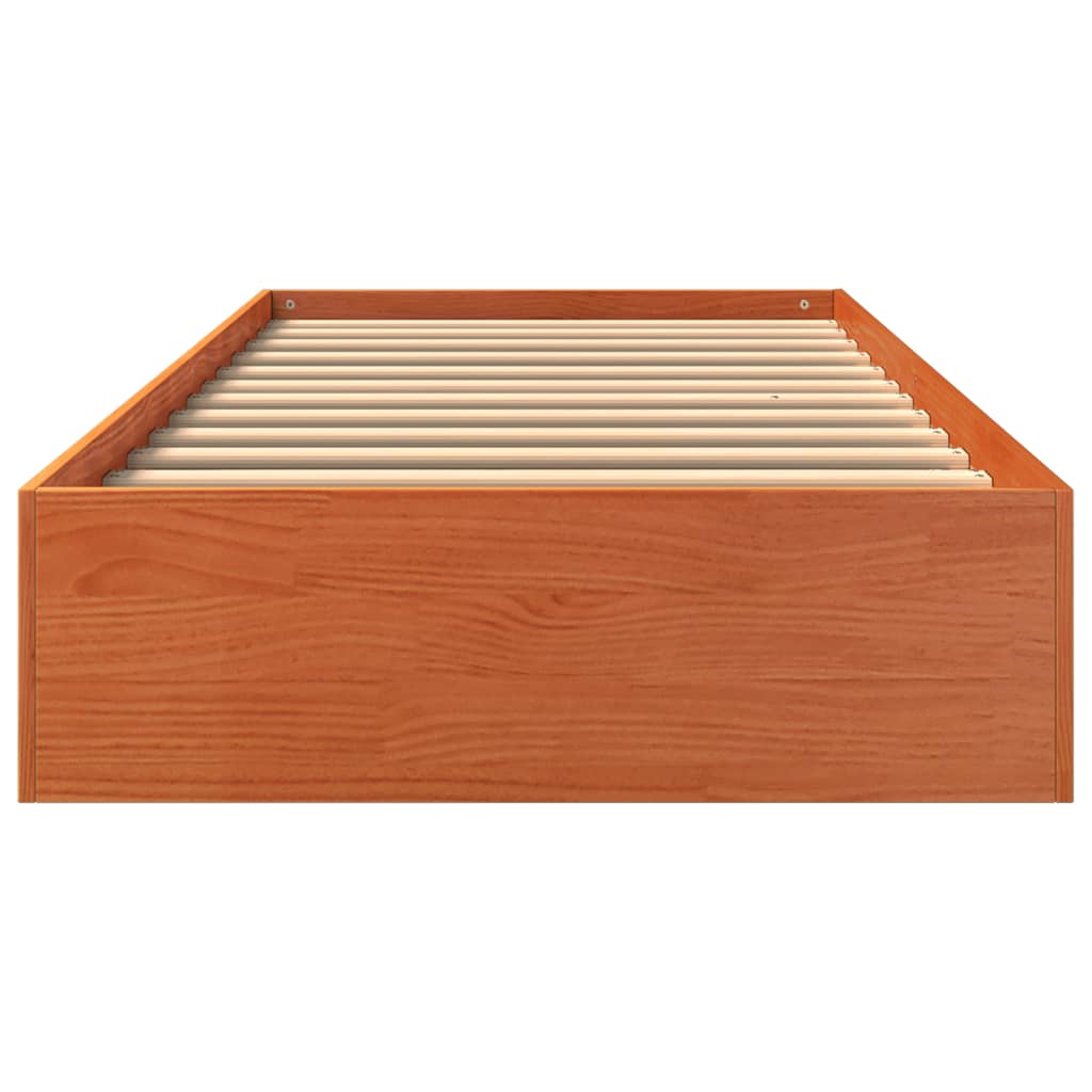 Sengeramme uten madrass voksbrun 75x190 cm heltre furu