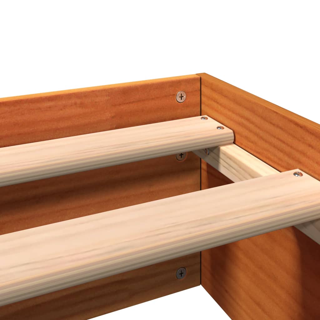 Sengeramme uten madrass voksbrun 75x190 cm heltre furu