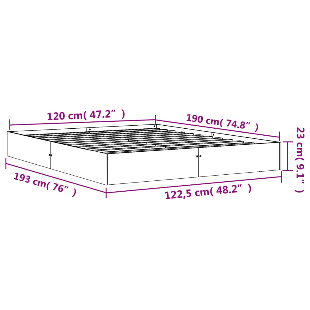 Sengeramme uten madrass voksbrun 120x190 cm heltre furu