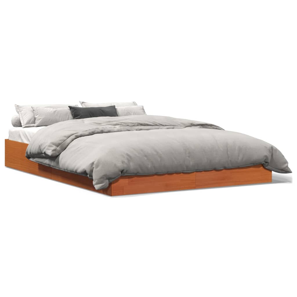 Sengeramme uten madrass voksbrun 140x190 cm heltre furu