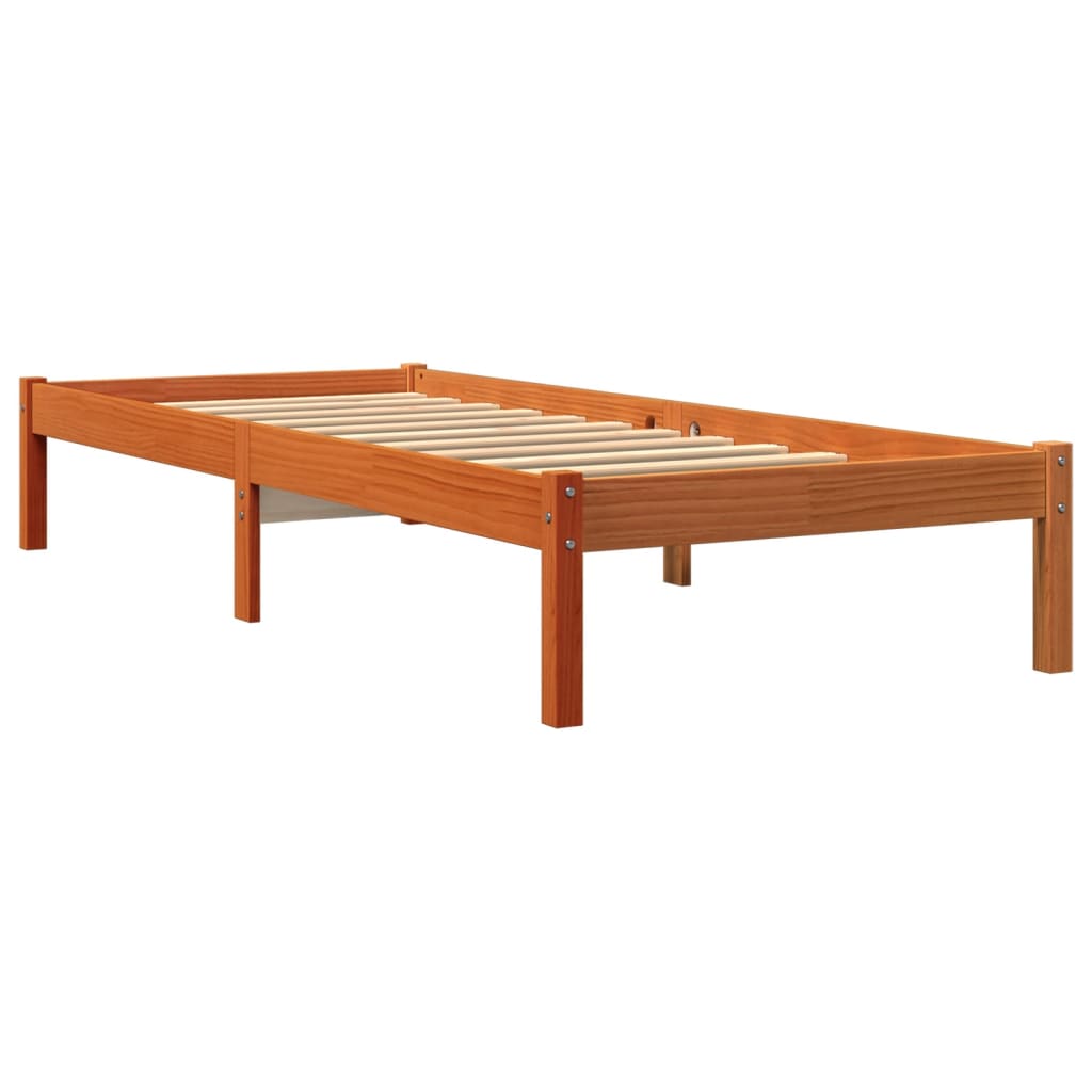 Sengeramme uten madrass voksbrun 75x190 cm heltre furu