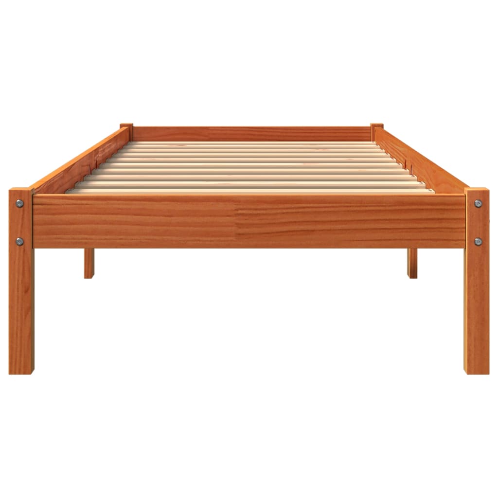 Sengeramme uten madrass voksbrun 75x190 cm heltre furu