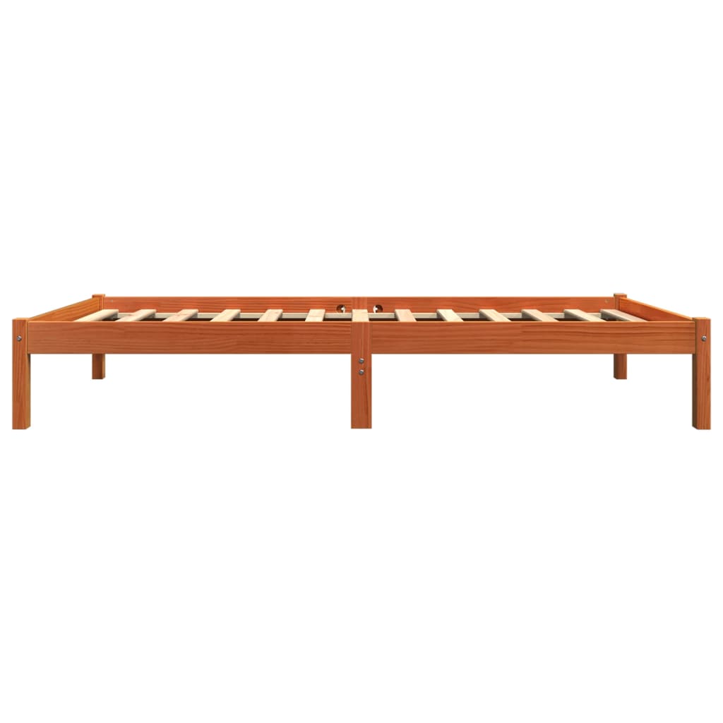Sengeramme uten madrass voksbrun 75x190 cm heltre furu