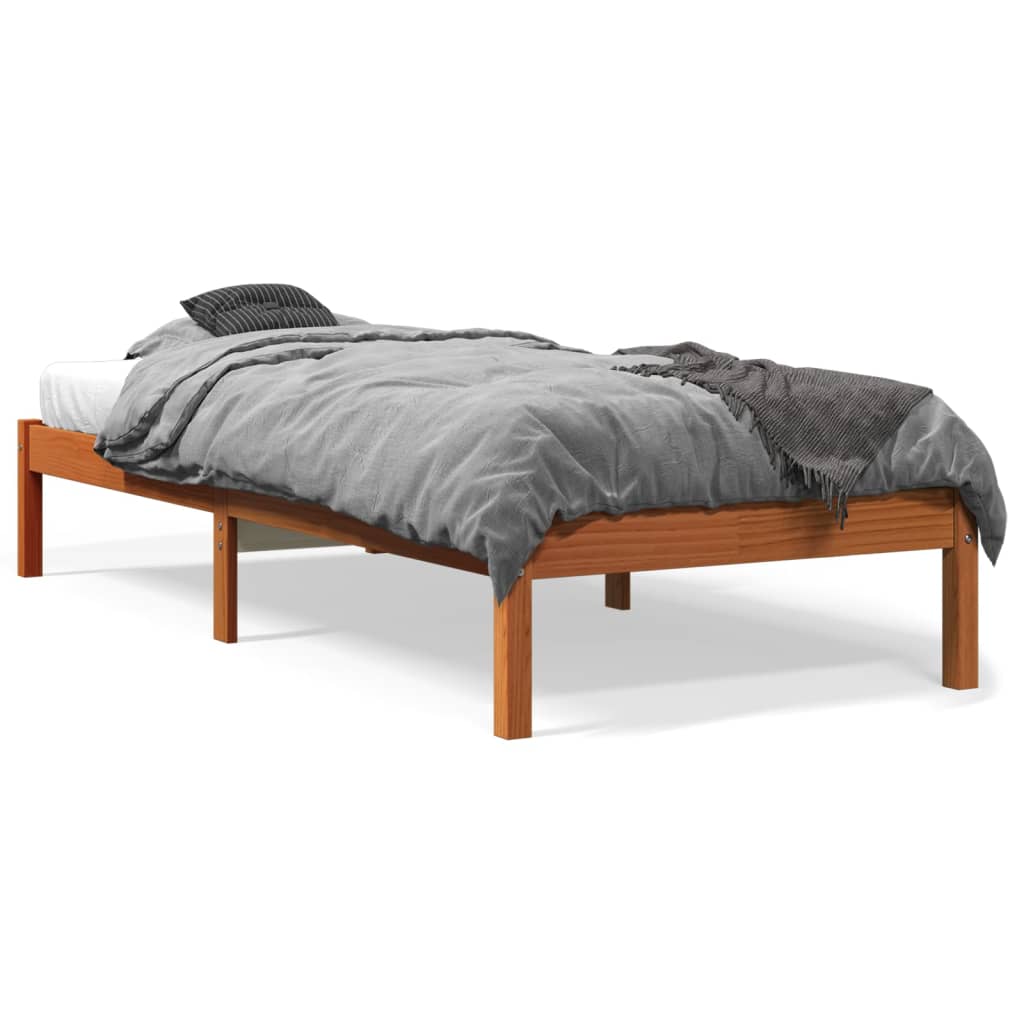 Sengeramme uten madrass voksbrun 75x190 cm heltre furu