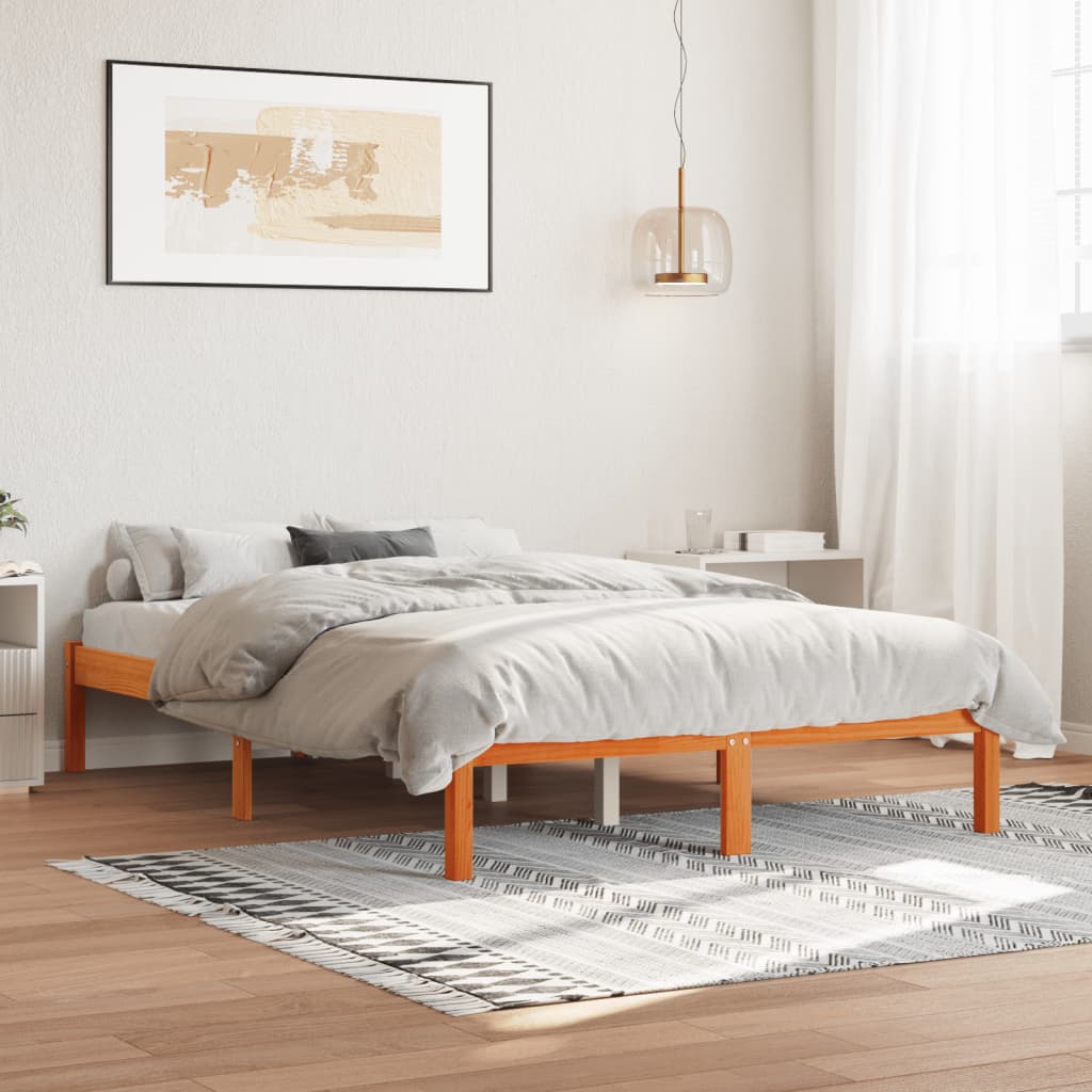 Sengeramme uten madrass voksbrun 120x190 cm heltre furu