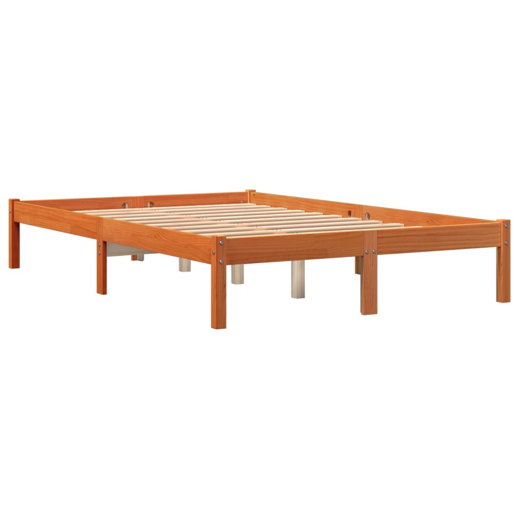 Sengeramme uten madrass voksbrun 140x190 cm heltre furu