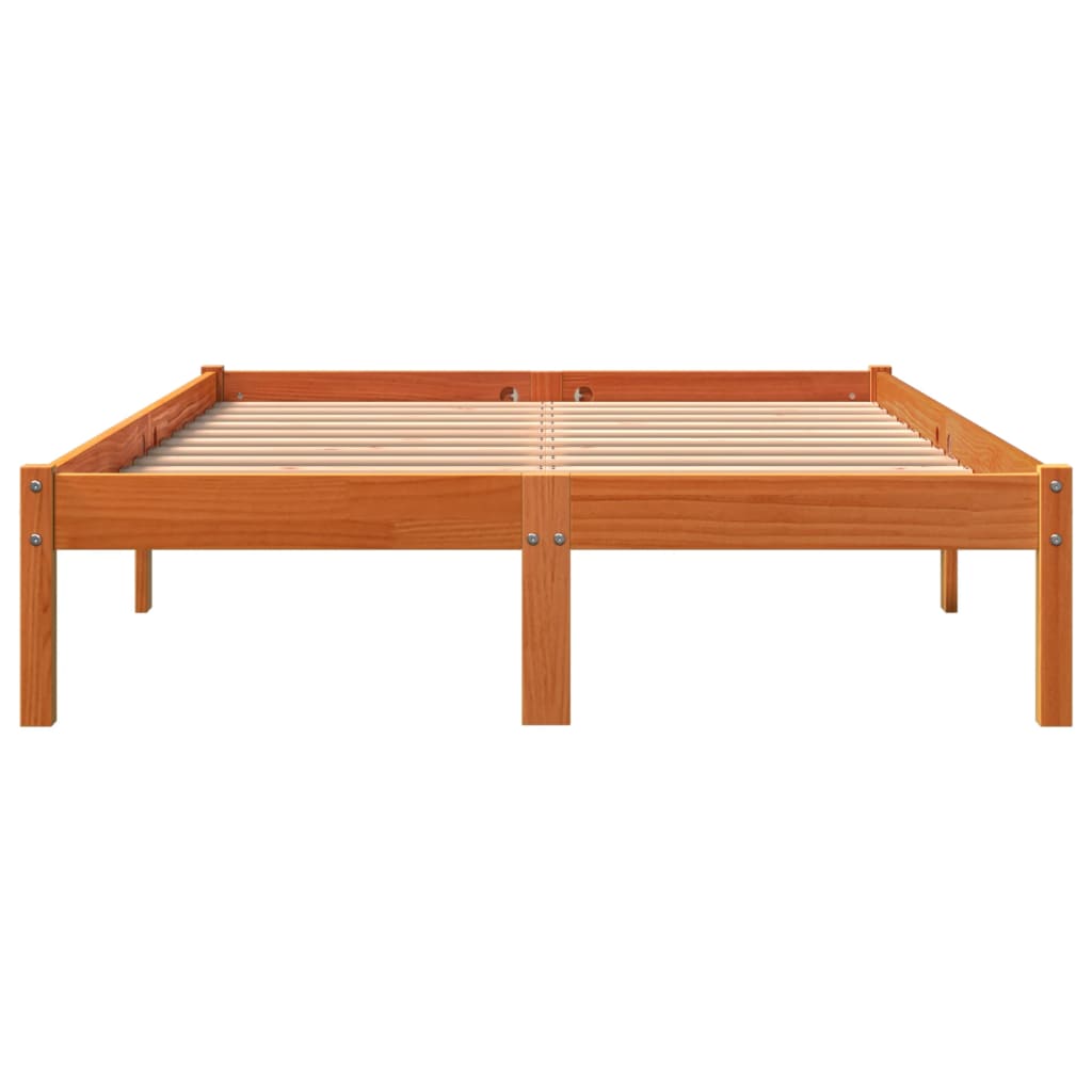 Sengeramme uten madrass voksbrun 140x190 cm heltre furu