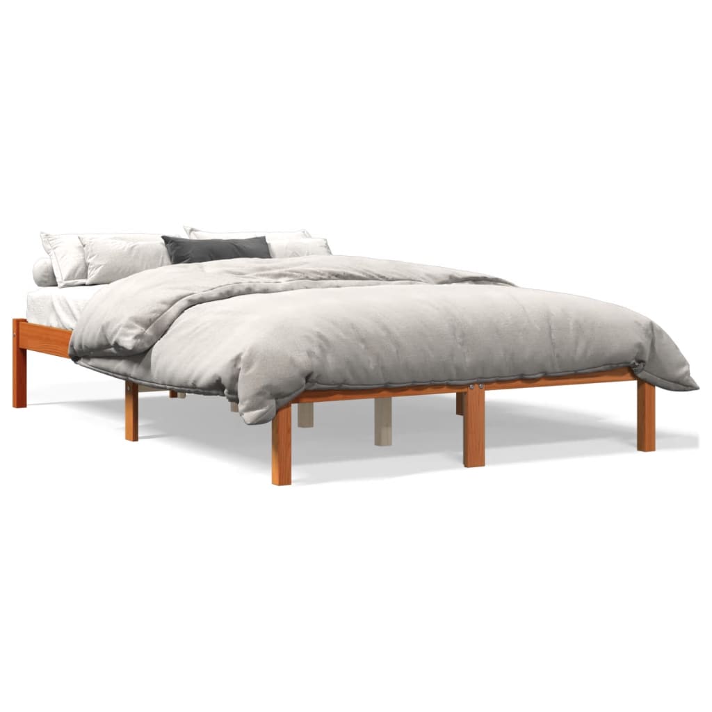 Sengeramme uten madrass voksbrun 140x190 cm heltre furu