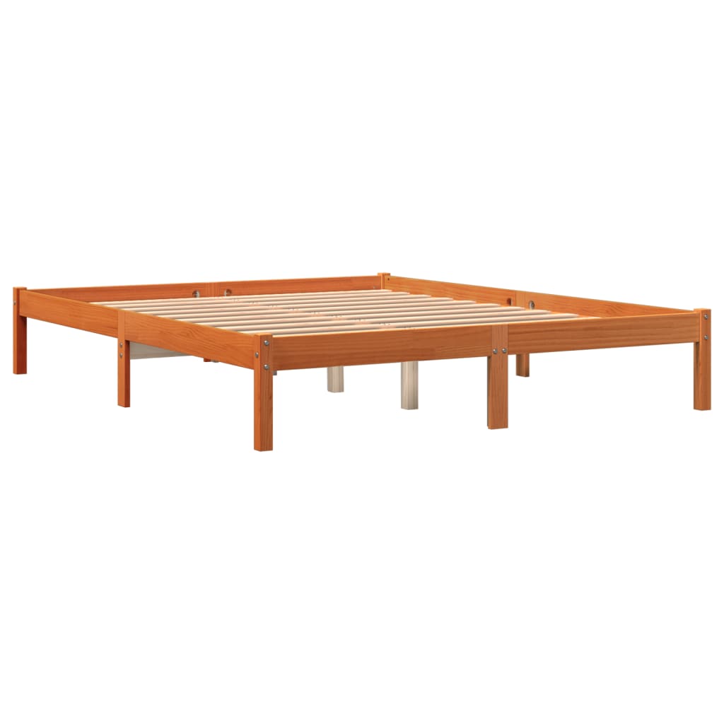 Sengeramme uten madrass voksbrun 160x200 cm heltre furu