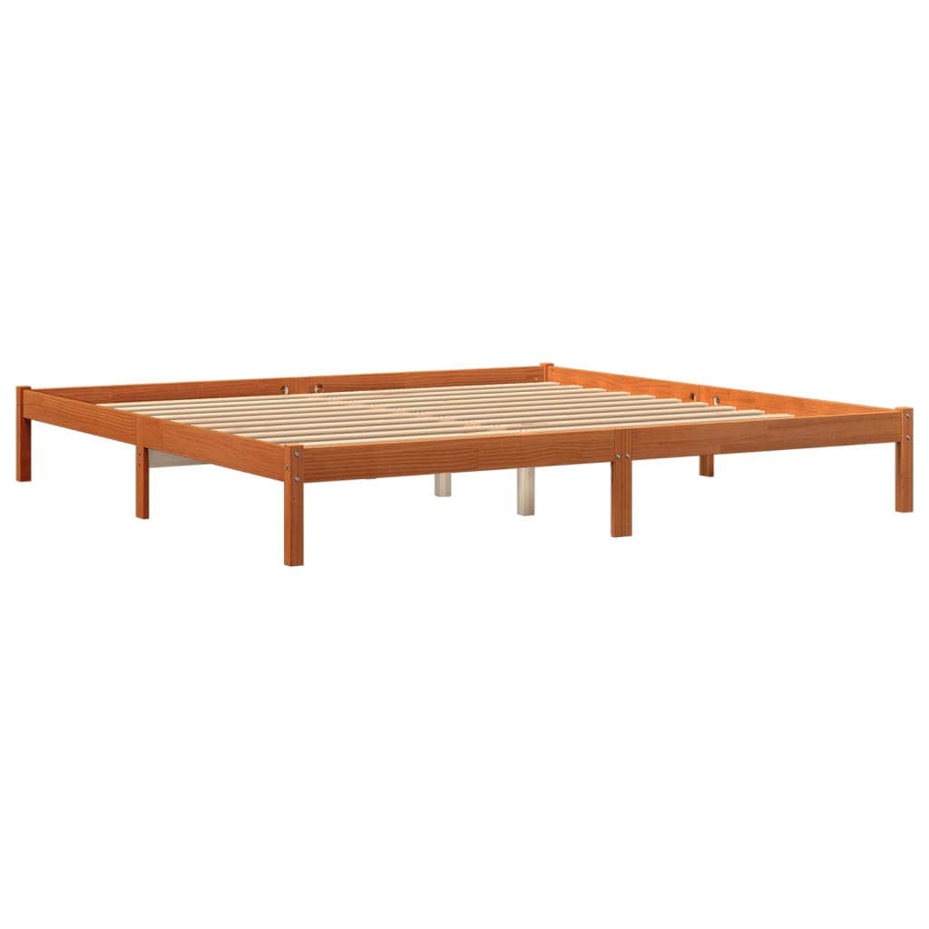 Sengeramme uten madrass voksbrun 200x200 cm heltre furu