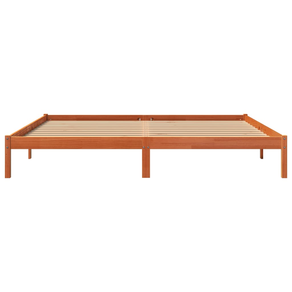 Sengeramme uten madrass voksbrun 200x200 cm heltre furu