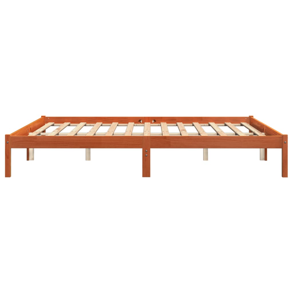 Sengeramme uten madrass voksbrun 200x200 cm heltre furu