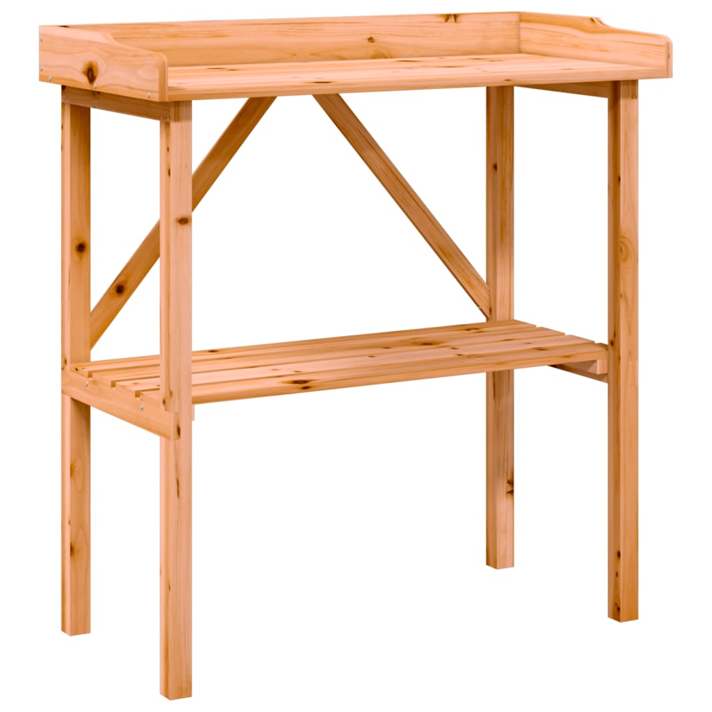 Plantebord med hylle brun 78x38x82,5 cm heltre gran