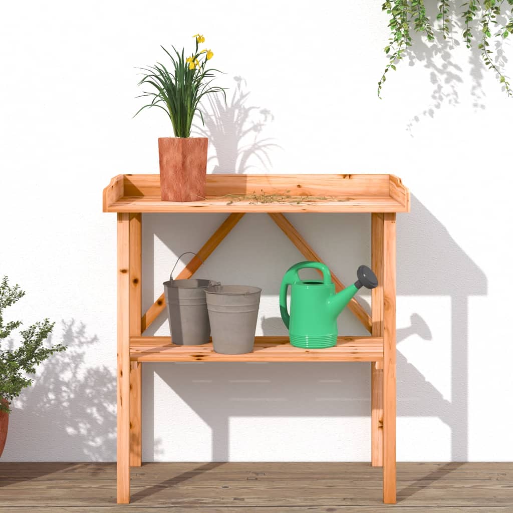 Plantebord med hylle brun 78x38x82,5 cm heltre gran