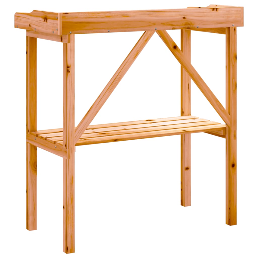 Plantebord med hylle brun 78x38x82,5 cm heltre gran