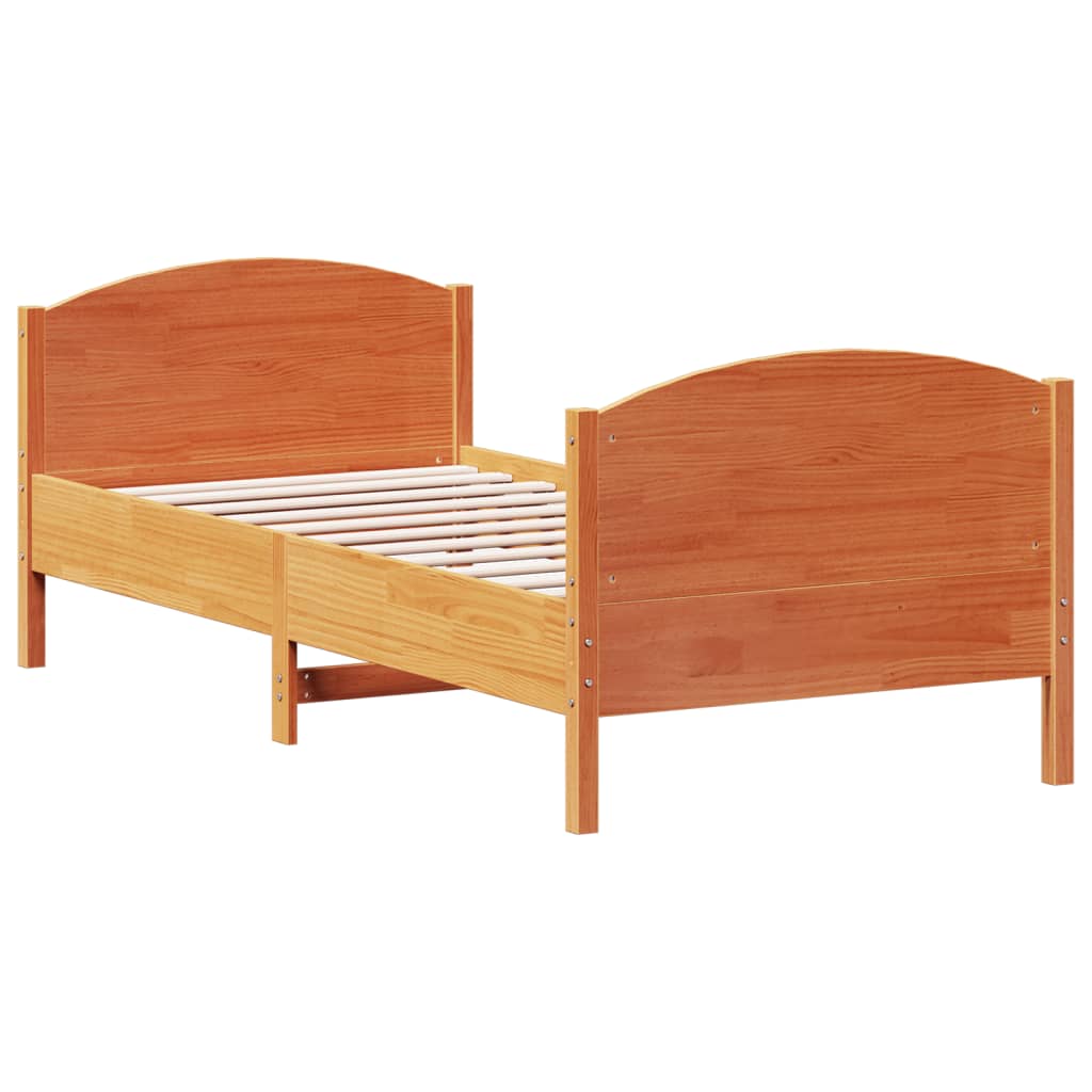 Sengeramme uten madrass voksbrun 90x190 cm heltre furu