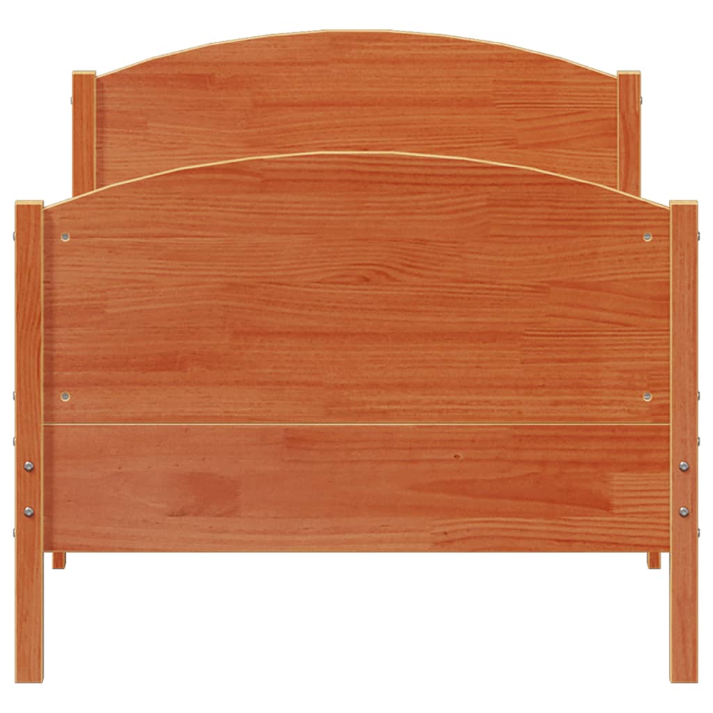 Sengeramme uten madrass voksbrun 75x190 cm heltre furu