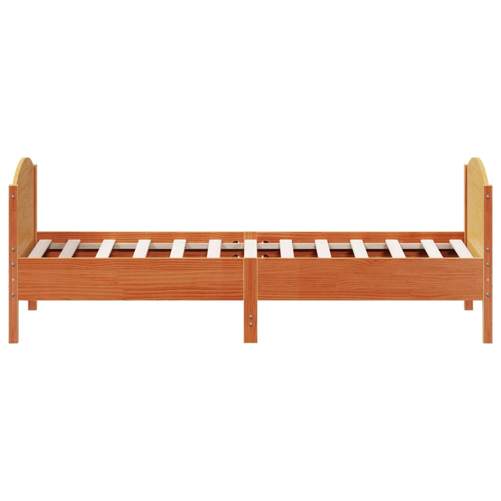 Sengeramme uten madrass voksbrun 75x190 cm heltre furu