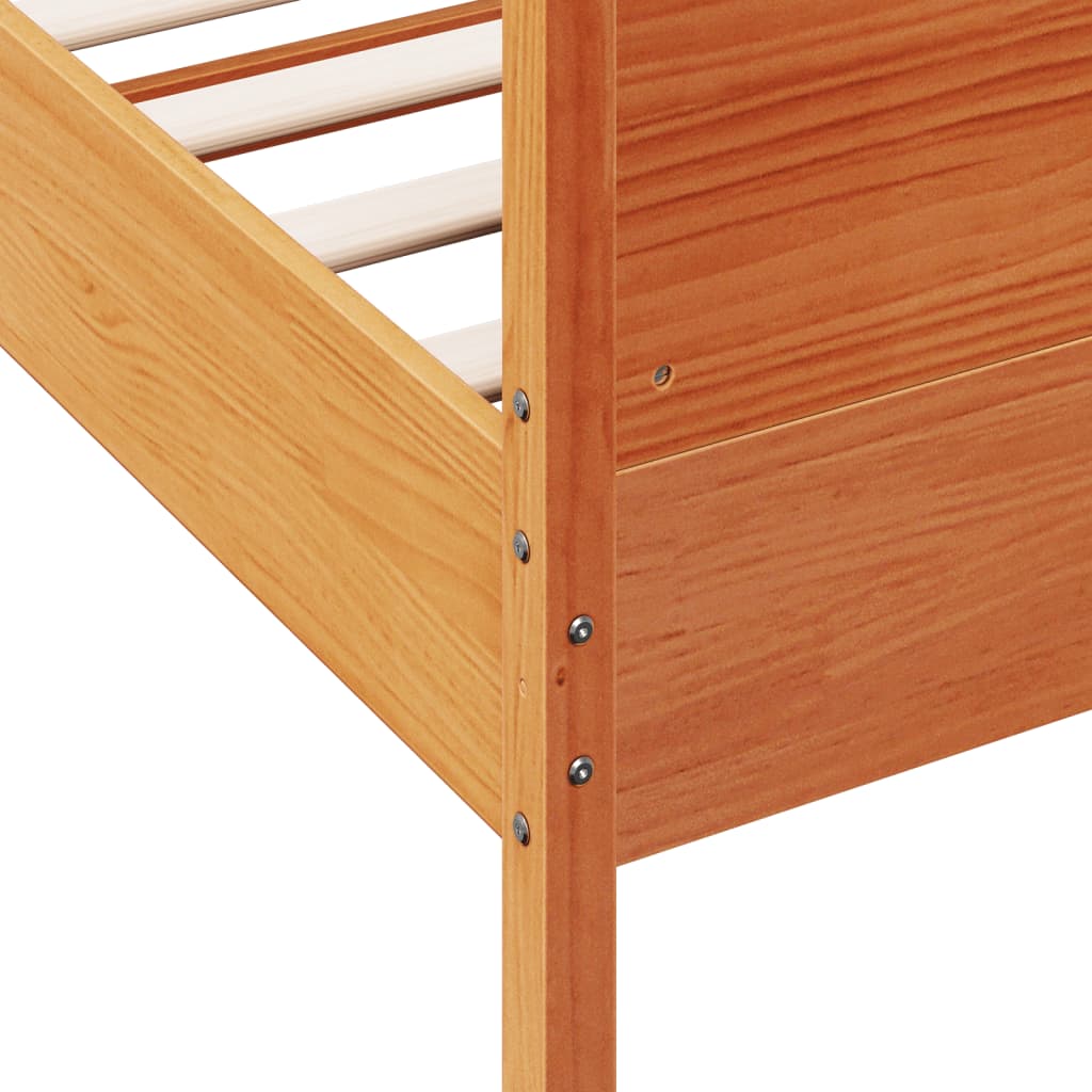 Sengeramme uten madrass voksbrun 75x190 cm heltre furu