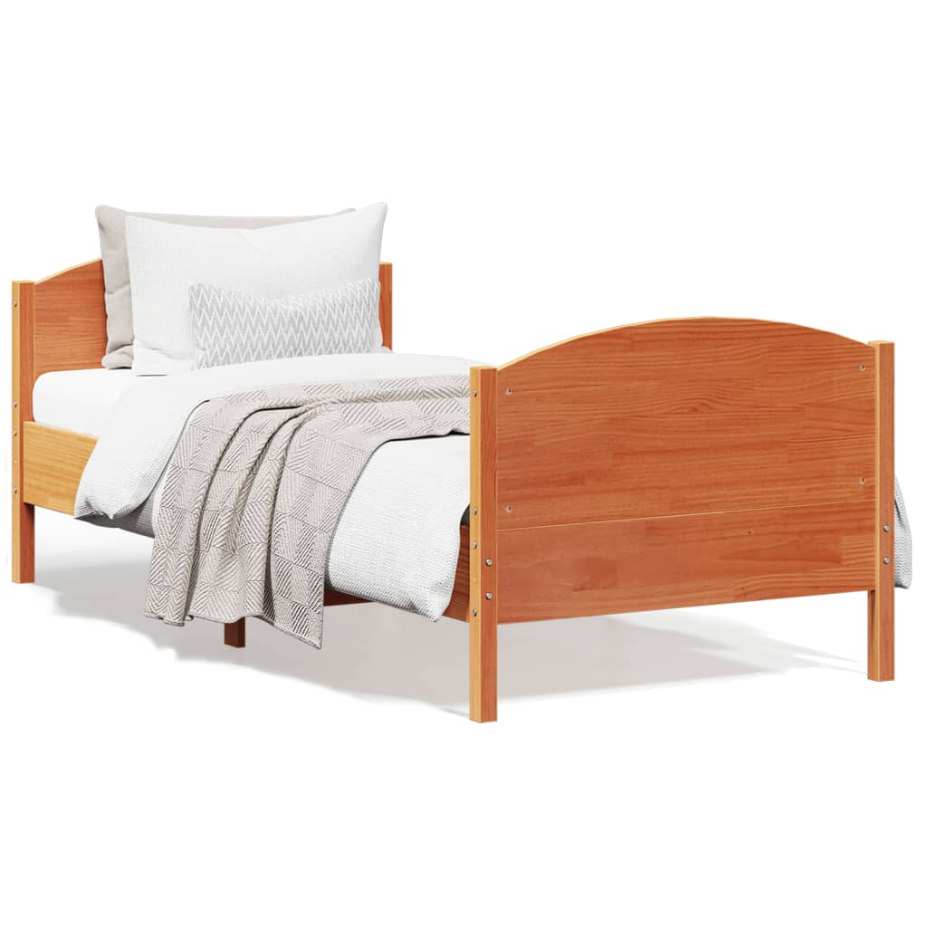 Sengeramme uten madrass voksbrun 75x190 cm heltre furu