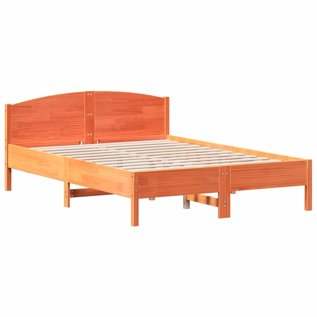Sengeramme uten madrass voksbrun 140x200 cm heltre furu