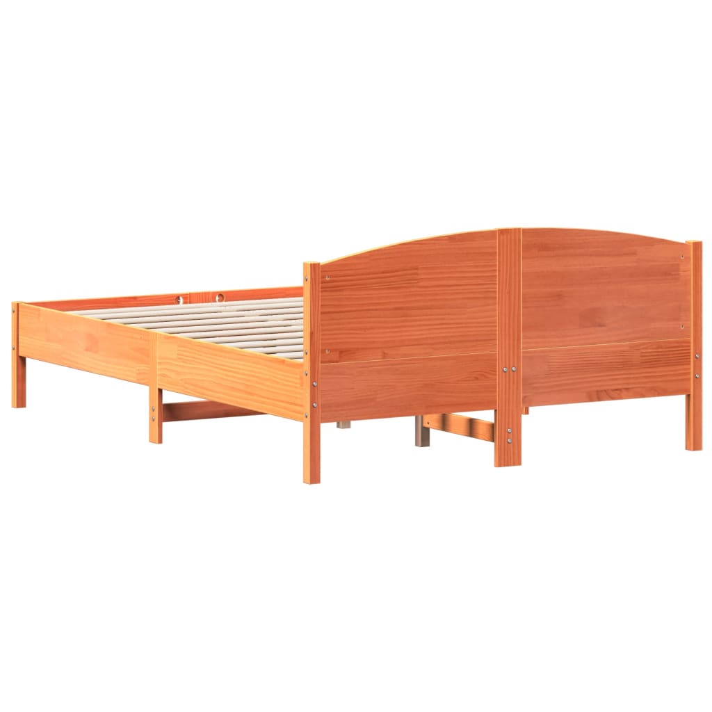 Sengeramme uten madrass voksbrun 140x200 cm heltre furu